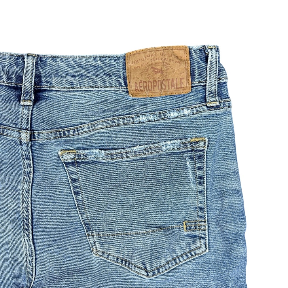 Aeropostale Mens 32 Distressed Denim Cutoff Shorts Medium Wash Y2K Grunge Frayed